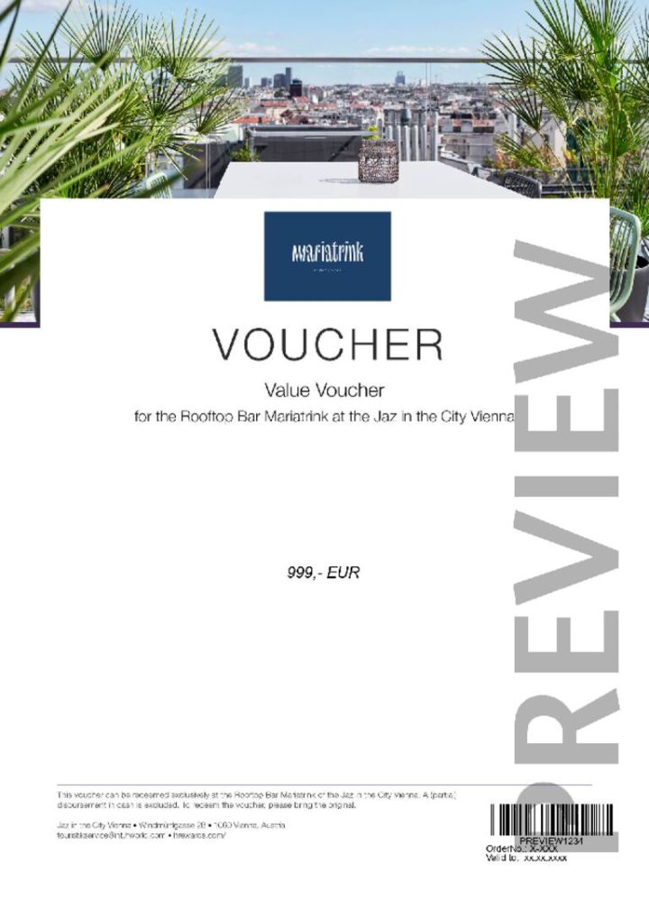 Value Voucher Rooftop Bar Mariatrink - Jaz in the City Vienna - H ...